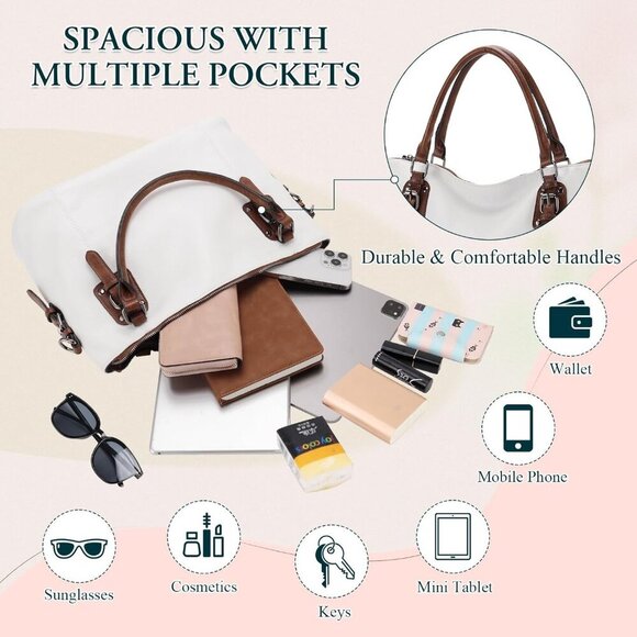 VONXURY Hobo Bag for Women, Faux Leather Shoulder Purse with Adjustable Strap - Picture 4 of 7